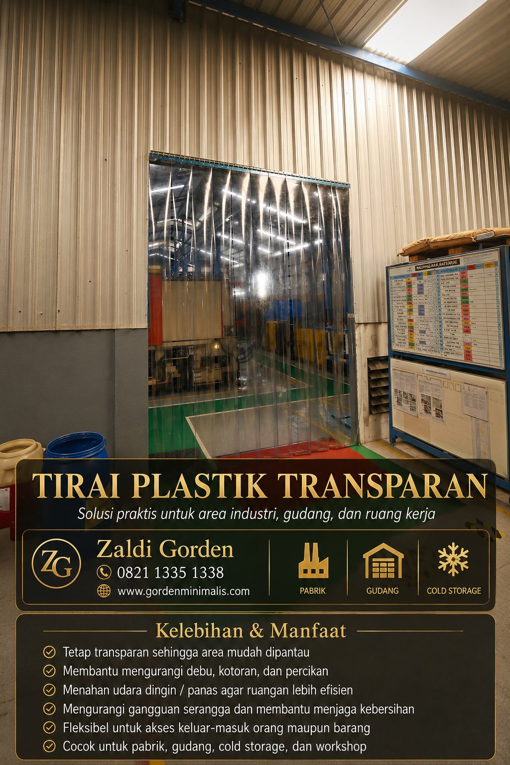 Tirai plastik transparan untuk pabrik industri gudang 1